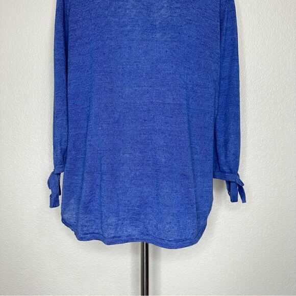 Talbots 100% Linen Split Crewneck Sleeves Tie Sweater - Picture 11 of 13